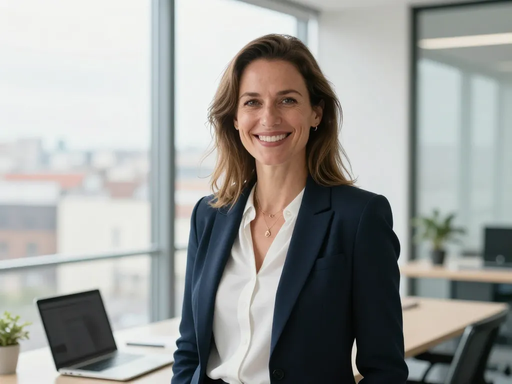 Portrait professionnel et souriant de Julie, une cliente de l'entreprise située à Angers.